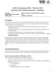 MMM111 T3 2023 Assessment 1DC 1 1 .docx - MMM111 Intrapersonal Skills ...