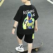2 Pieces Kids Boys T-shirt & Shorts Clothing Set Outfit Graphic Letter ...