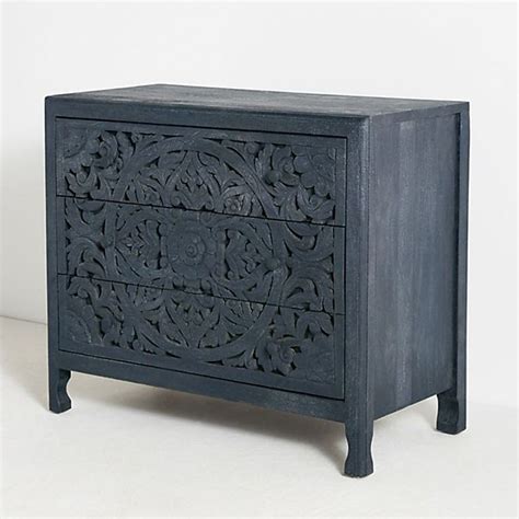 Luxury Handcarved Lombok 3 Drawer Dresser Indigo – Luxury Handicrafts