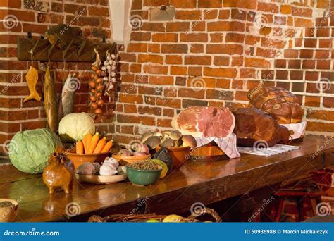 Kitchen at the Medieval Castle Stock Photo - Image of middle, polish ...
