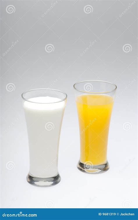 Glasses of Milk and Orange Juice Stock Image - Image of health, juice ...