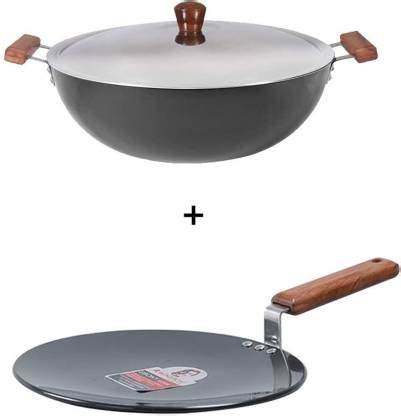 WONDERCHEF Combo Offer Ebony Deep Kadhai 30 cm with and Ebony Roti Tawa ...