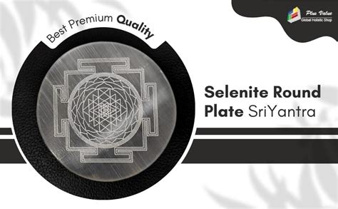Plus Value Selenite Round Charging Plate with Shri Yantra Engraved Used ...