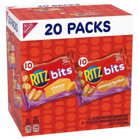RITZ Bits Cheese and RITZ Bits Peanut Butter Cracker Sandwiches Variety ...