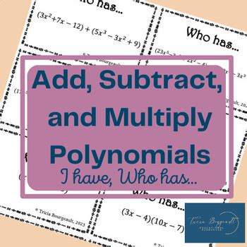 Image result for Add/Subtract and Multiply Polynomials
