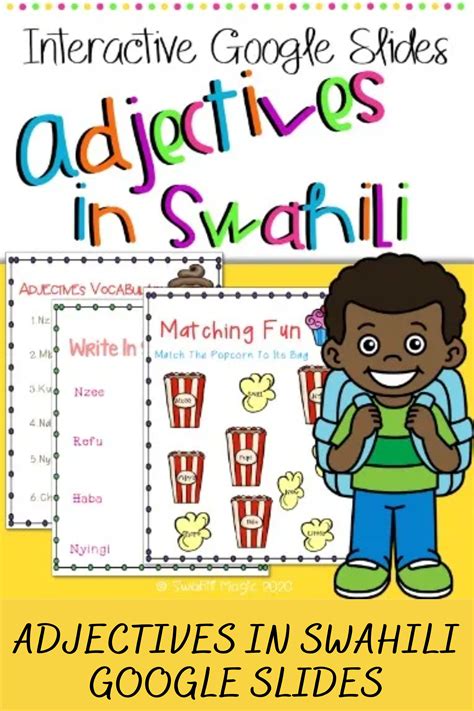Adjectives in Swahili : Interactive Google Slides | Vocabulary ...