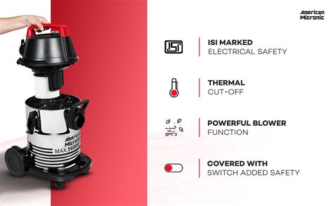 AMERICAN MICRONIC® Wet & Dry Vacuum Cleaner 21L | 1600W Copper Motor ...