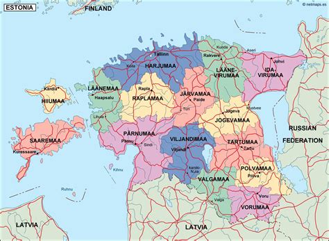 estonia political map. Illustrator Vector Eps maps. Eps Illustrator Map | Vector World Maps