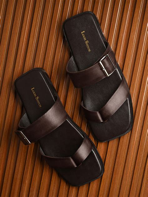 Brunette Brown Open Toe Lightweight T-Strap Leather Sandal with Adjust