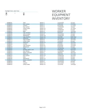 1 Work Equipment Inventory Sheet Form | pdfFiller