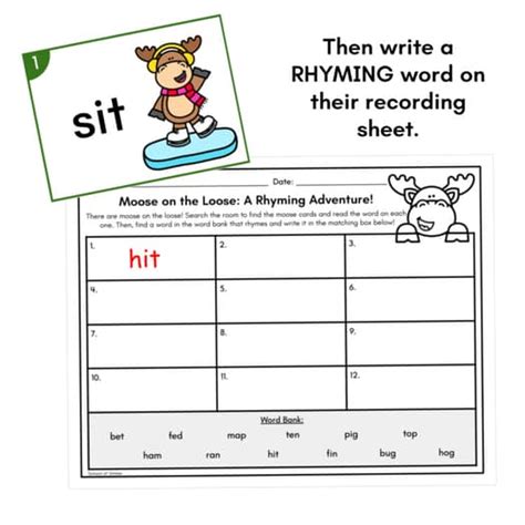 Winter Rhyming Words Write the Room | CVC Word Rhyming December Activity