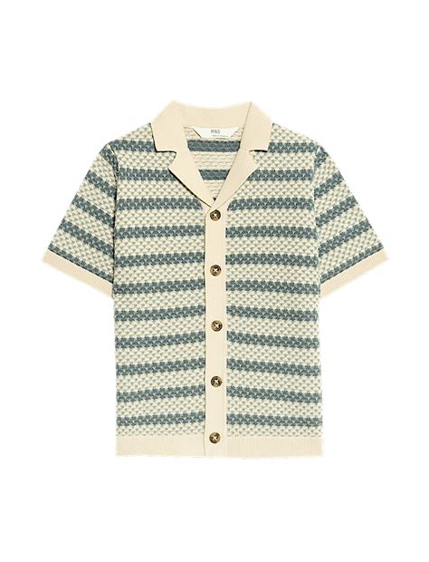 Buy Pure Cotton Striped Knitted Shirt (2-16 Yrs) at Marks & Spencer