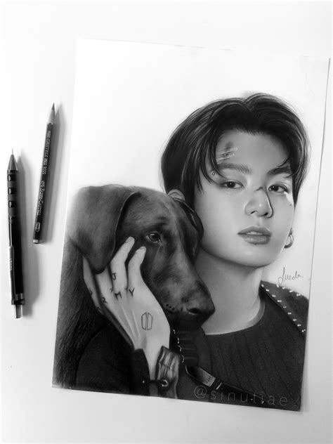 Buy BTS Jungkook & Bam Pencil Drawing : PRINT From Original Fanart ...