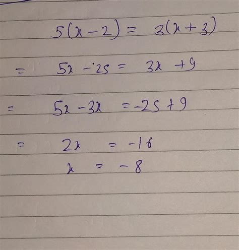 5(x-2) = 3(x+3) using transposition method - Brainly.in