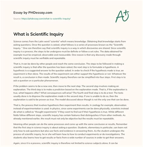 What is Scientific Inquiry - PHDessay.com