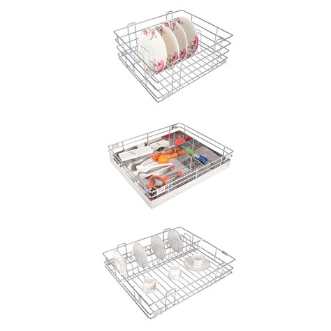 KYC Set of 3 stainless steel modular kitchen cabinet storage drawer ...