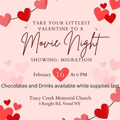 Valentines Movie Night, TCMC Tracy Creek Memorial Church, Vestal, 16 ...