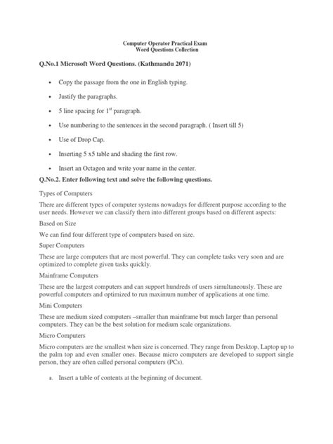 Image result for Computer Operator Practical Question Pattern