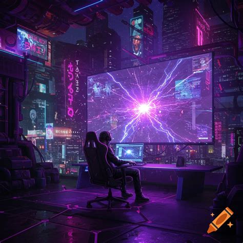 Gaming theme with purple, grey, blue, and black colors on Craiyon