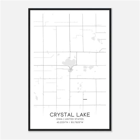 Crystal Lake Iowa Map Poster, Modern Home Decor Wall Art Print - Custom ...