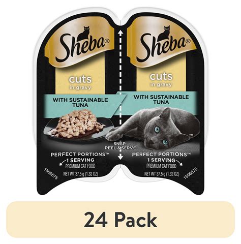(24 pack) Sheba Wet Cat Food Cuts in Gravy with Sustainable Tuna, 2.6 ...