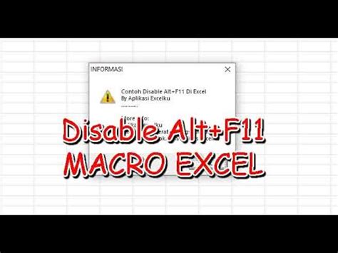 Disable ALT+F11 Excel - YouTube