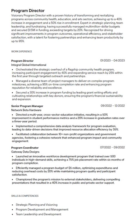 Image result for Resume Examples for Program Manager