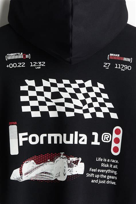 Loose Fit Hoodie - Black/Formula 1 - Men | H&M IN