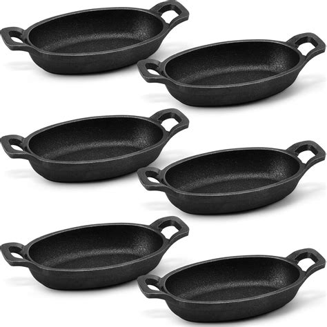 Amazon.com: Uiifan Set of 6 Cast Iron Mini Oval Serving Dish Pans Mini ...