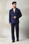 Buy Blue Velvet Beads Embellished Shirt And Pant Set For Men by Soniya ...