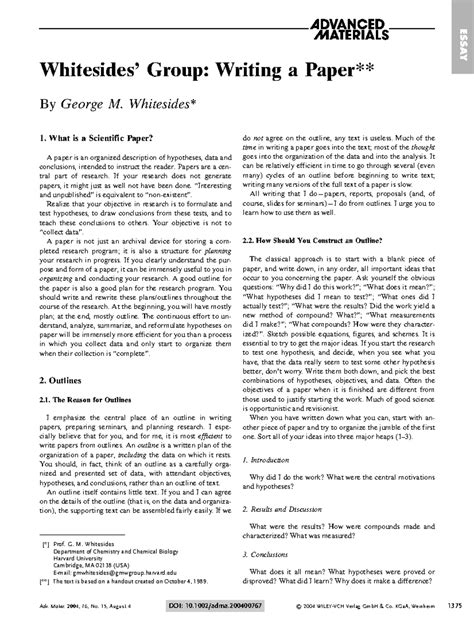 Whitesides writing res paper - Whitesides' Group: Writing a Paper** By ...