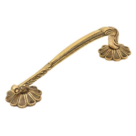 Ethnic Brass Door Handle With Floral Ends