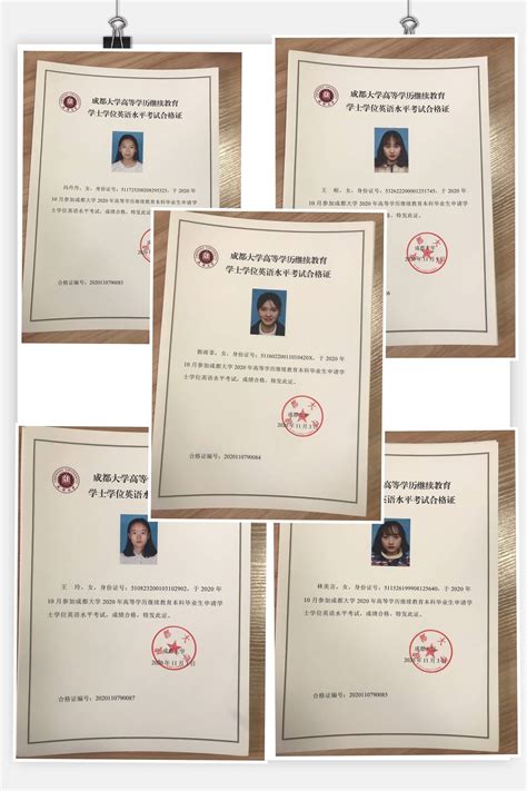 学前教育专业5名学生取得成都大学学士学位英语水平考试合格证-管理工程系-四川航天职业技术学院