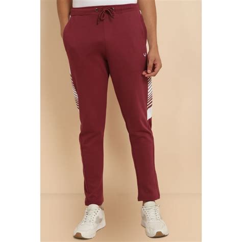 Buy Allen Solly Men Print Regular Fit Maroon Track Pants Online