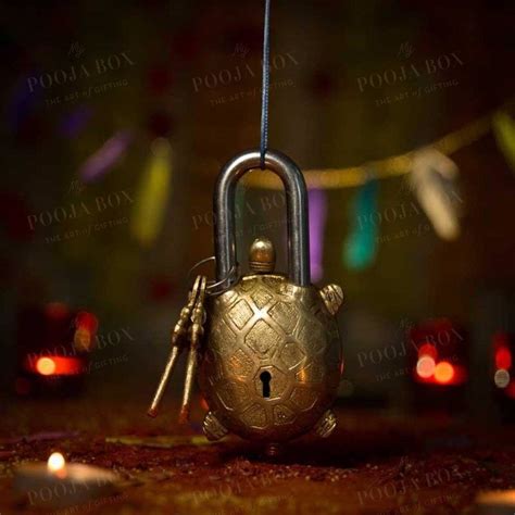 Buy Handcrafted Brass Turtle Lock Online in India - Mypoojabox.in