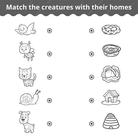 Matching educational game for children match cute animals and homes ...