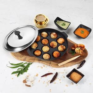 PAYMANA Non-Stick 12 Cavity Appam Patra Kan with Stainless Steel Lid ...