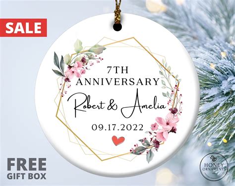 7Th Anniversary Gift, Personalized Seventh Copper Anniversary Ornament ...