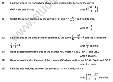 Image result for Application of Integrals Class 12 Extra Questions