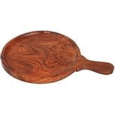 Buy Noble Wood Crafts Wooden Round Pizza Plate with Handle/Pizza Tray ...