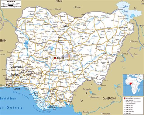 Large road map of Nigeria with cities and airports | Nigeria | Africa | Mapsland | Maps of the World