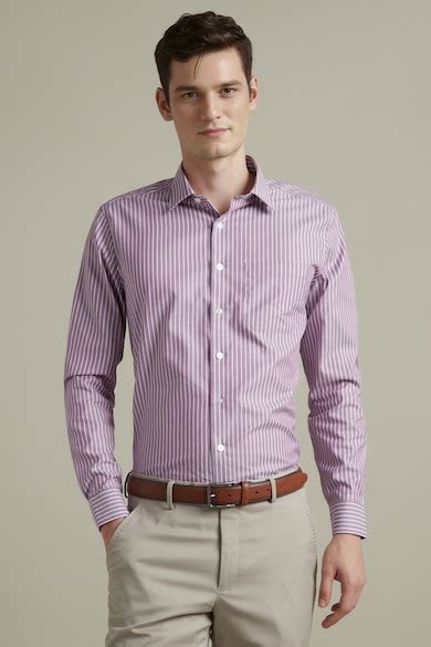 Buy Men Purple Stripe Full Sleeves Formal Shirt Online - 39935522 ...