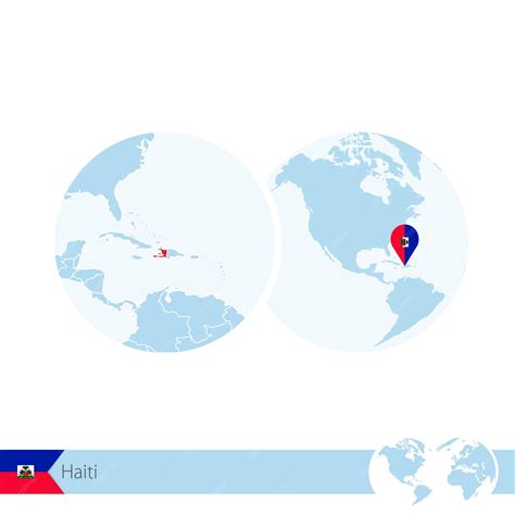 Premium Vector | Haiti on world globe with flag and regional map of haiti. vector illustration.