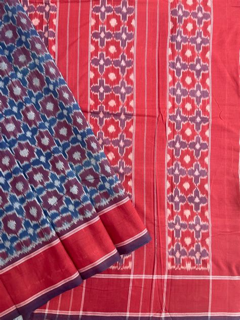 Telia Rumal Pattern Double Ikat Natural Dyed saree – Ikkat Time