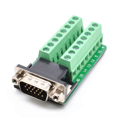 Oiyagai DB15 D-SUB Male with Nut VGA 3+9 15 Pins Port to 3 Row Terminal ...