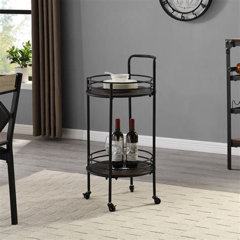 FirsTime 16-in x 33.5-in Fir Black Round Cart at Lowes.com