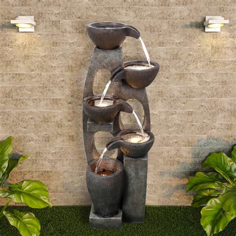 Buy CoSoTower 39 Inches 5-Tier Outdoor Water Fountain - Modern Resin ...
