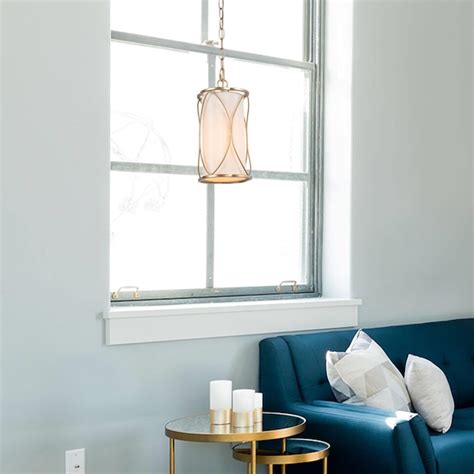 Uolfin Matte Gold with Off-white Fabric Modern/Contemporary Cylinder ...