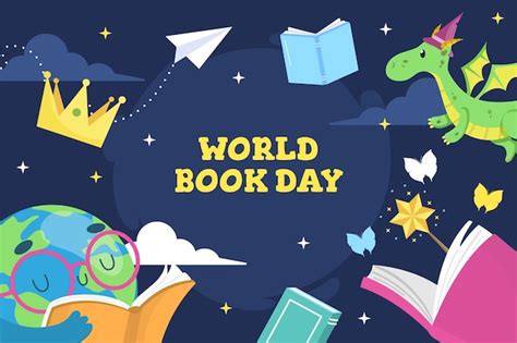 Flat world book day background | Free Vector
