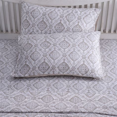 Buy PBS Nomad Scuplt Harold Printed 100% Cotton Neutral Soft Bed Sheet ...